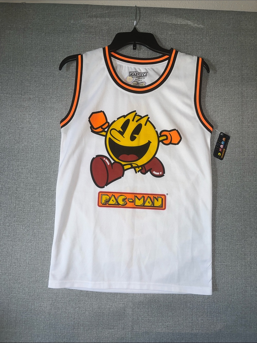 Pac-Man White Graphic Tank with Orange Trim